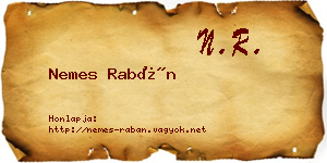 Nemes Rabán névjegykártya